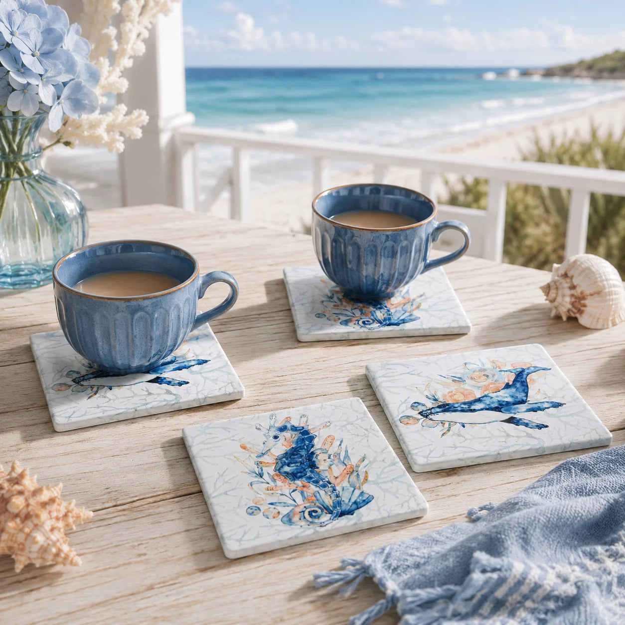 Sea-life Ceramic Coaster Set