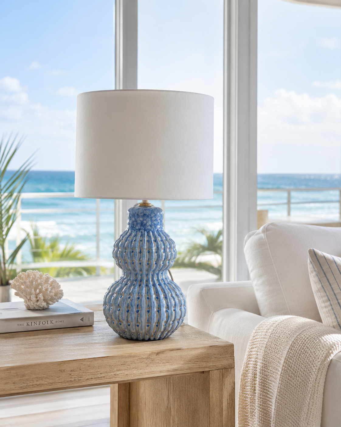 Ocean Blue Ceramic Table Lamp