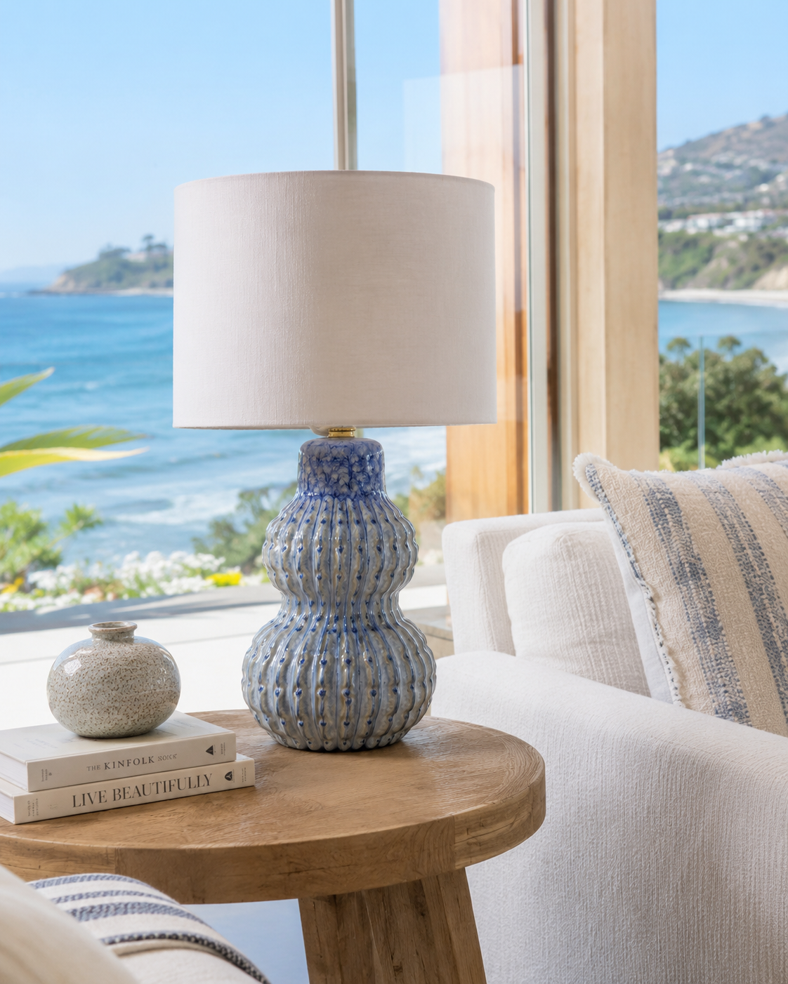 Ocean Blue Ceramic Table Lamp