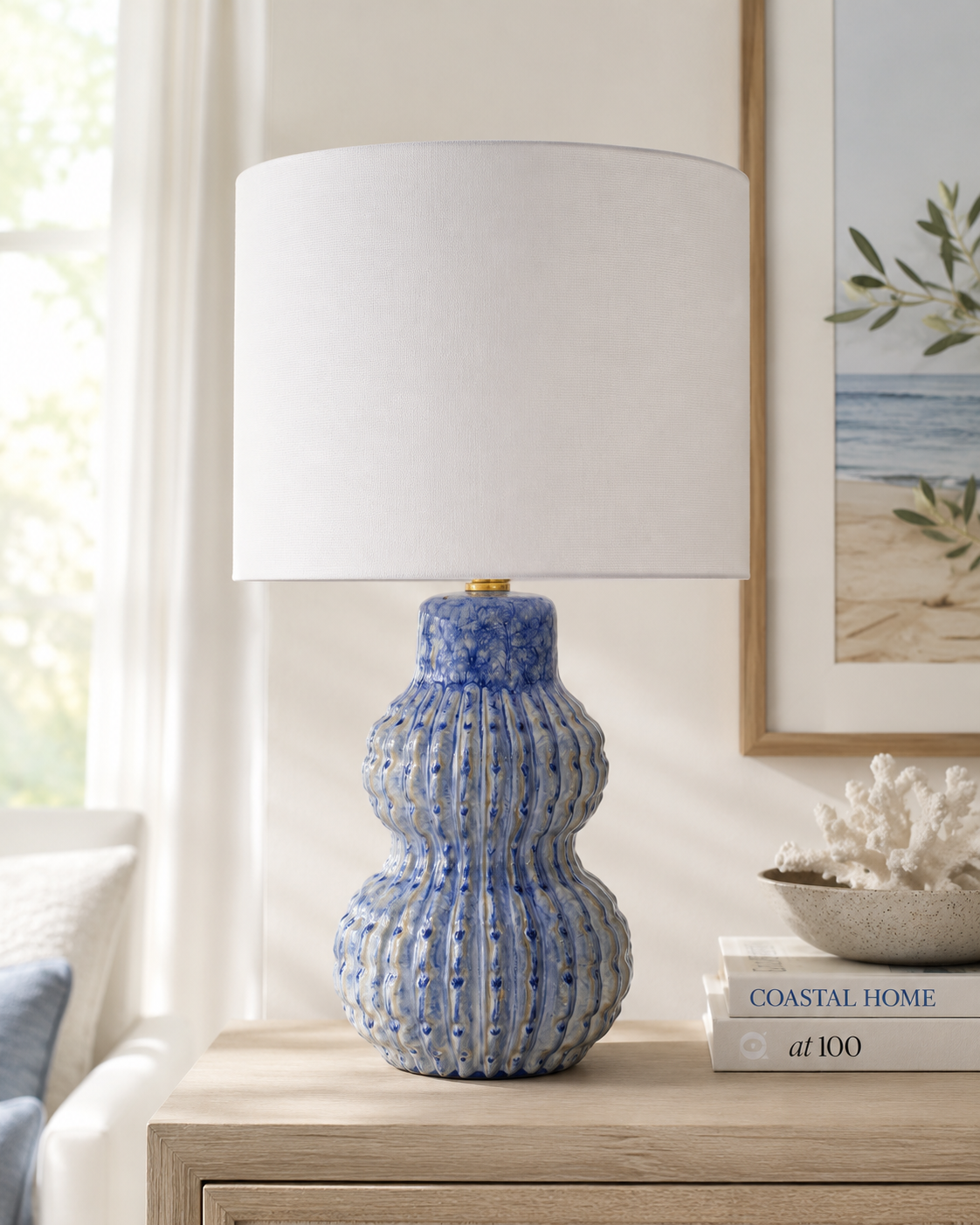 Ocean Blue Ceramic Table Lamp