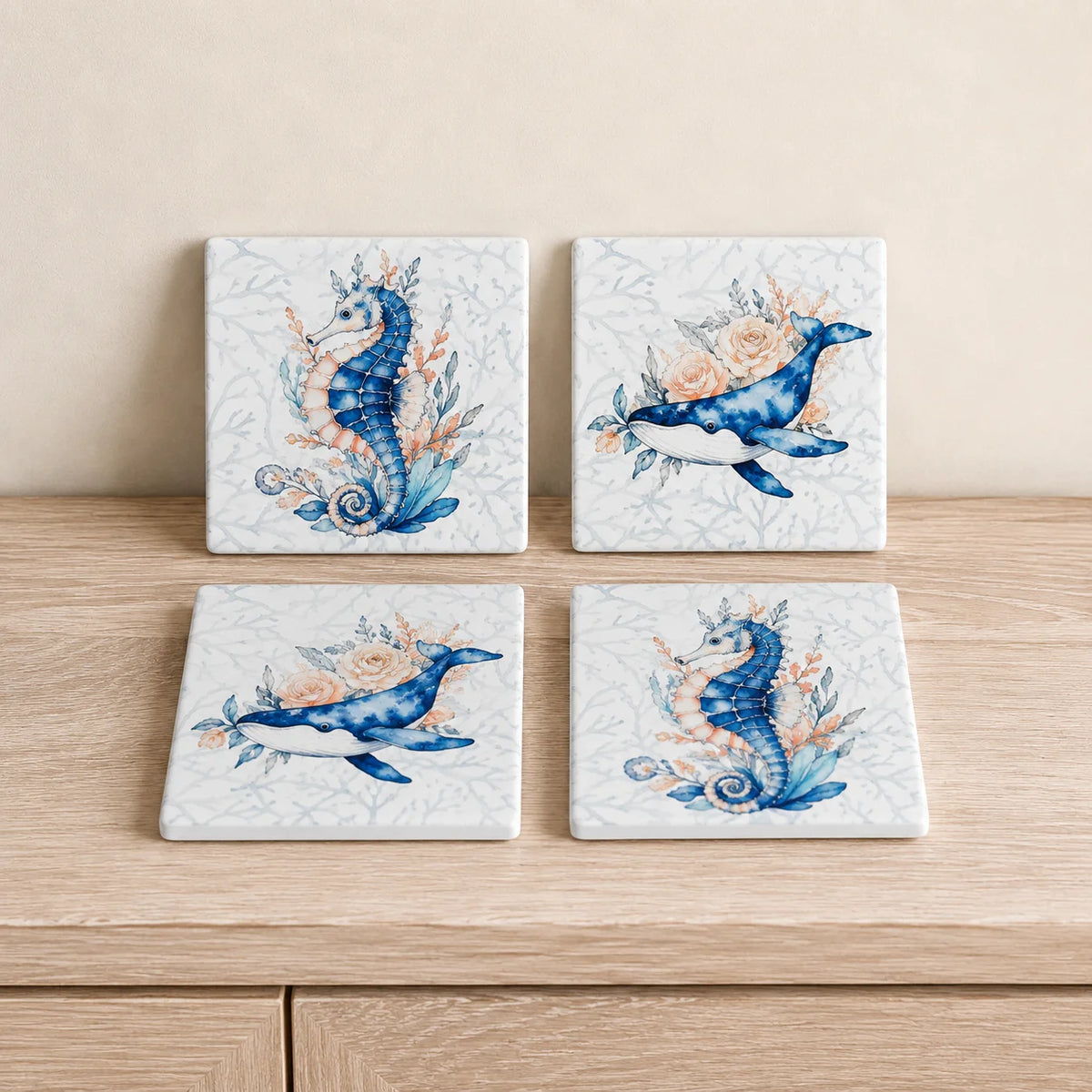 Sea-life Ceramic Coaster Set