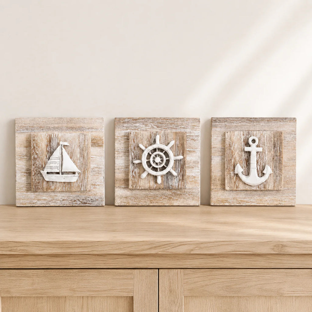 Rustic nautical wall plaques