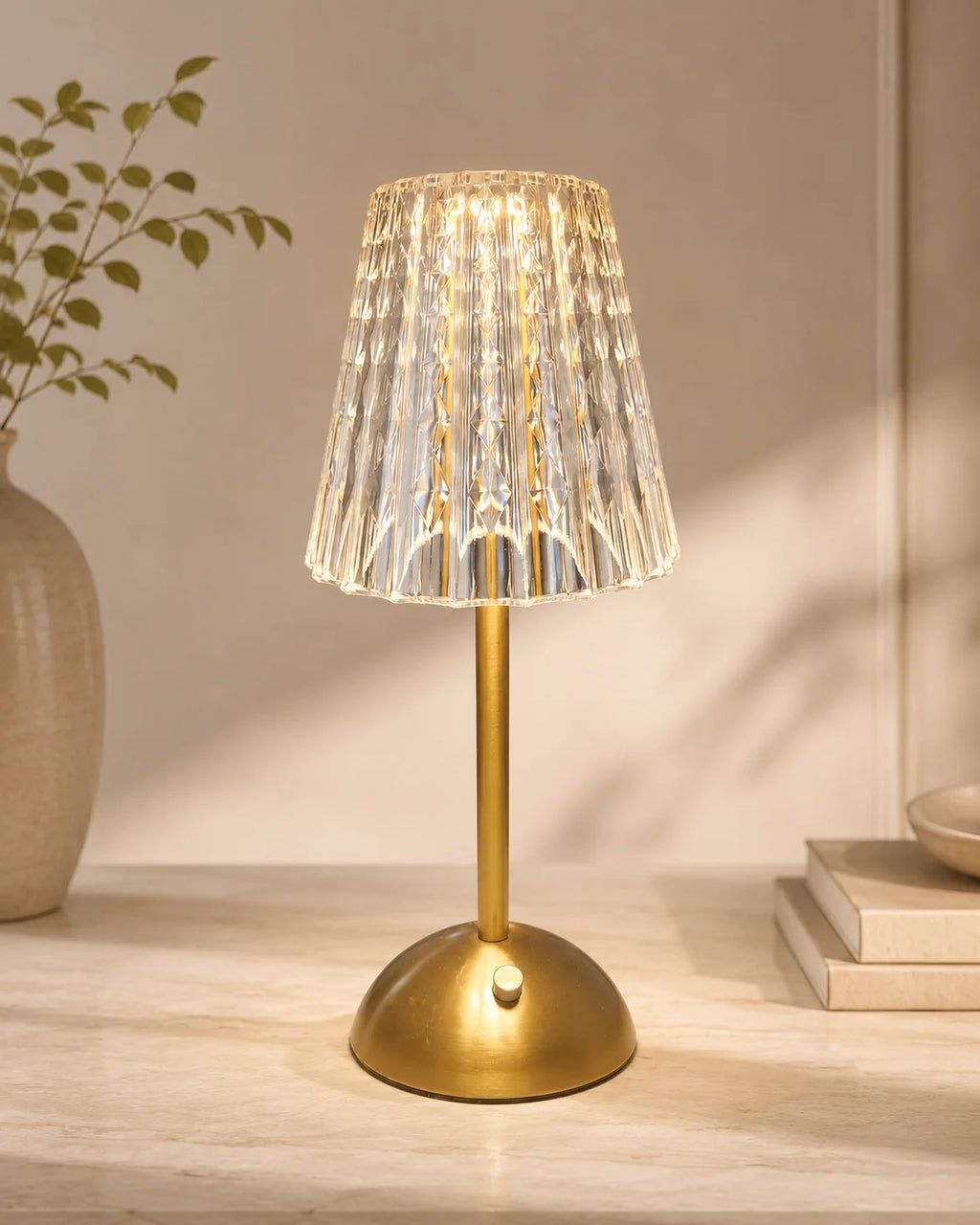 Golden Tide Diamond Table Lamp Pair