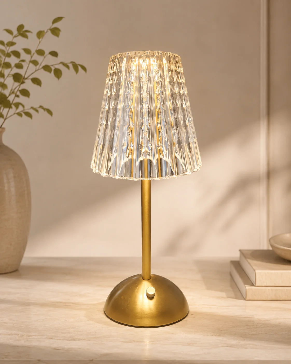 Golden Tide Diamond Table Lamp Pair