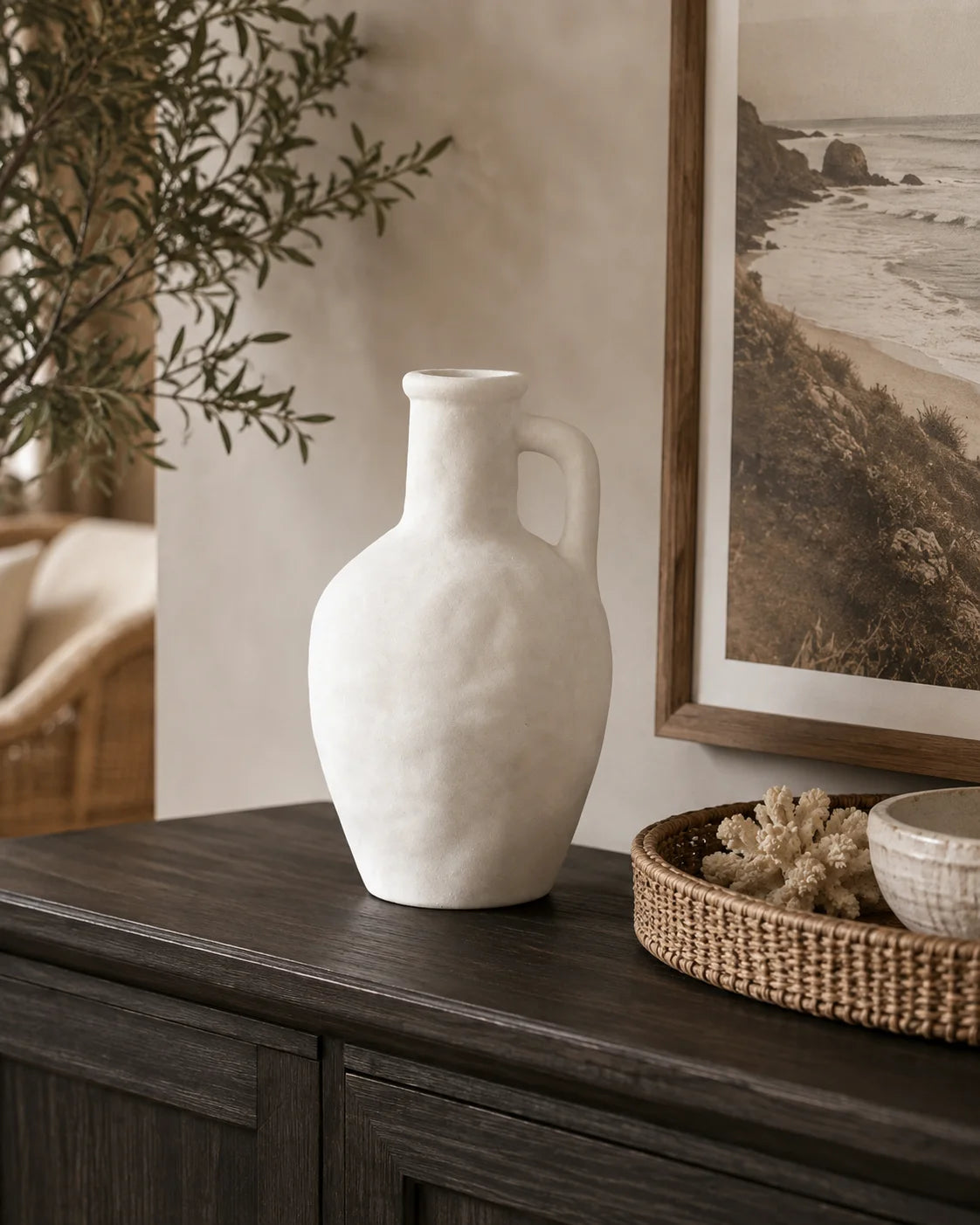 Mediterranean-inspired  White Vessel