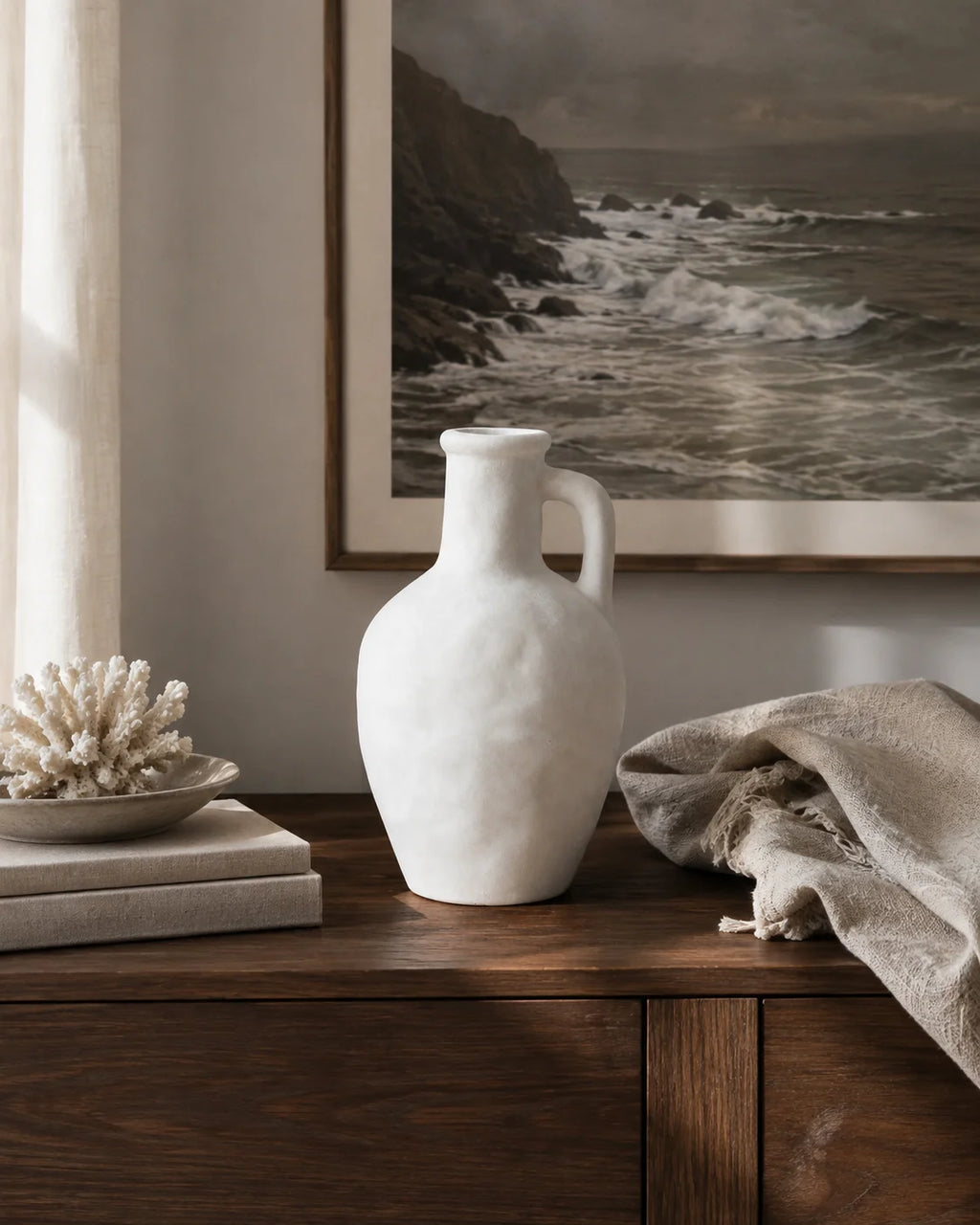 Mediterranean-inspired  White Vessel